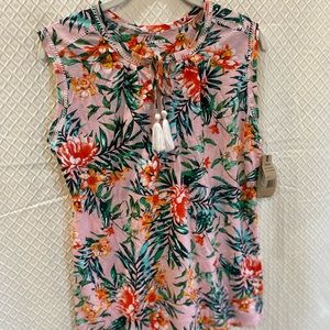 Ruff Hewn sleeveless floral tank top. Pink/green/blue/red. Size Small. NWT.